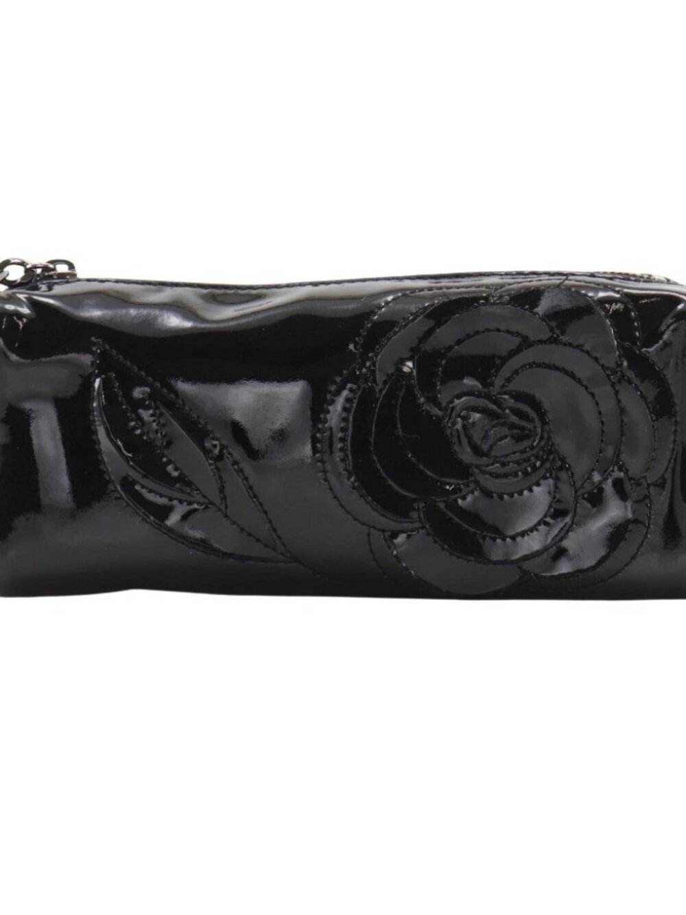 CHANEL Camelia Pouch black enamel Women